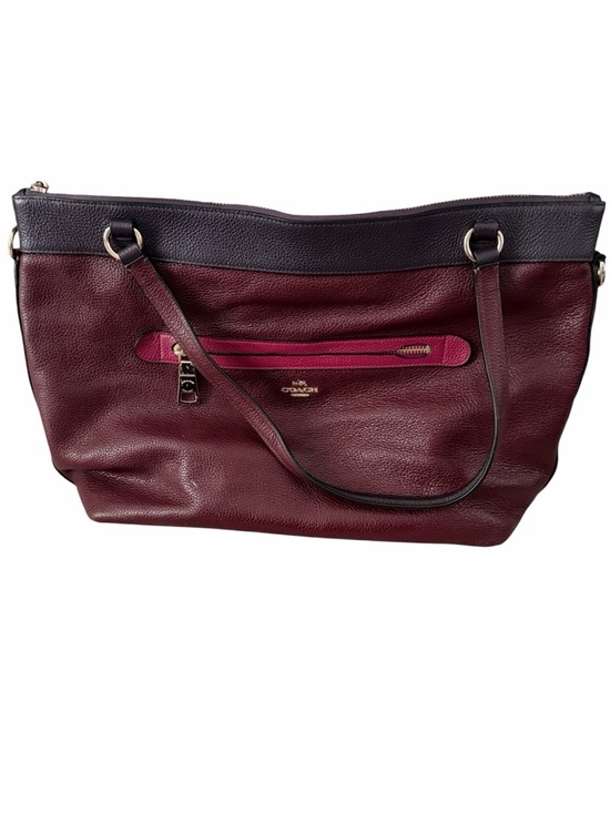 Coach Handbags - Coach Tyler Colorblock Pebbled Leather Tote in burgundy and purple